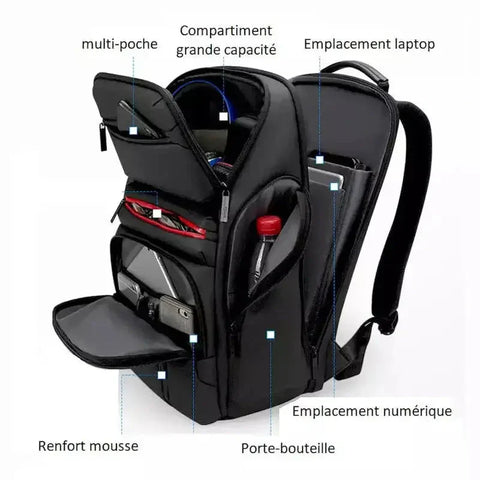Sac à dos cartable homme multifonction noir   La boutique du sac a dos