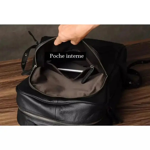 Sac à dos noir cuir véritable   La boutique du sac a dos