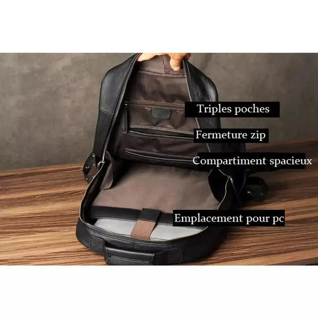 Sac à dos noir cuir véritable   La boutique du sac a dos