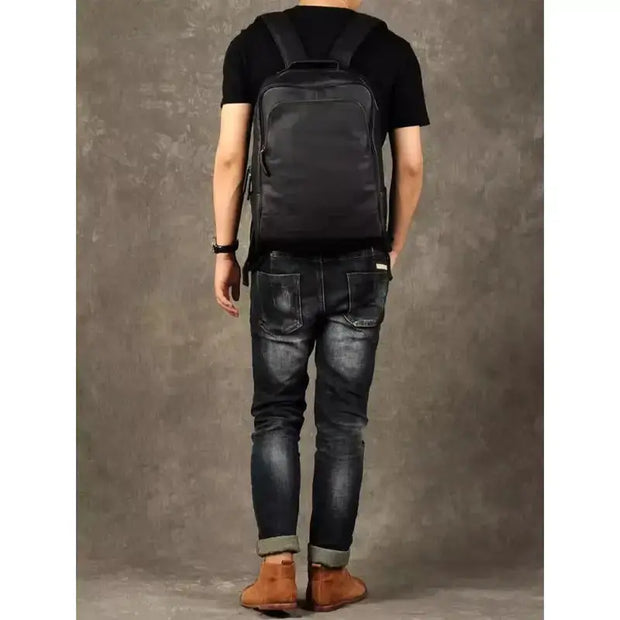 Sac à dos noir cuir véritable   La boutique du sac a dos