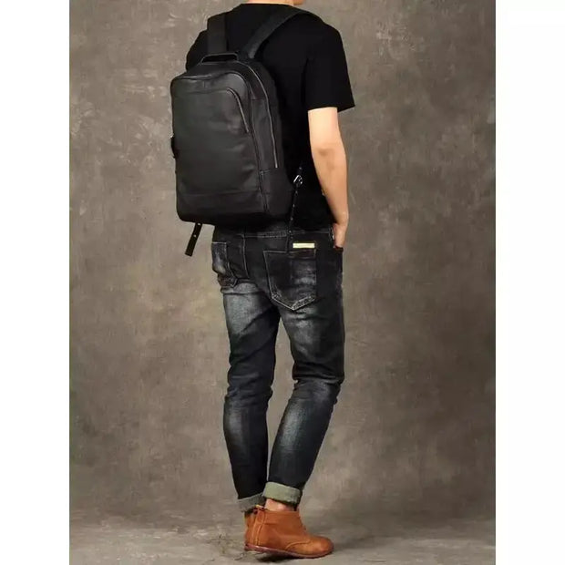 Sac à dos noir cuir véritable   La boutique du sac a dos